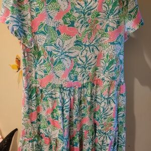 Lilly Pulitzer Kids Dress in Pink and Green Floral